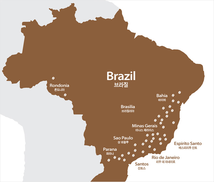 브라질 커피 산지 지도